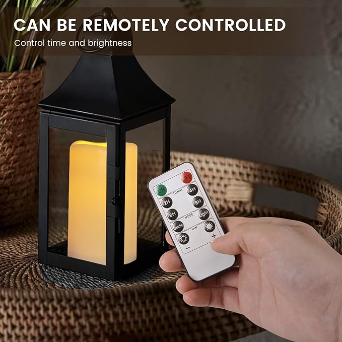 Waterpoof Flameless Remote Control Candles 15PACK D3''*H5.5''Battery Operated Flickering LED Pillar Candle,plastic with 10-Key 24Hours Timer for Outdoor/Indoor Home Party Garden Lanterns Porch (Ivory)-VerdiqueGarden