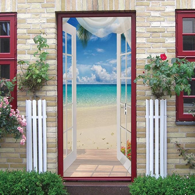 3D Door Stickers Murals - Peel & Stick Landscape - Wallpaper Decals - Removable PVC Waterproof Door Poster - Bedroom & Living Room Decoration - 35.4" x 78.7"-VerdiqueGarden