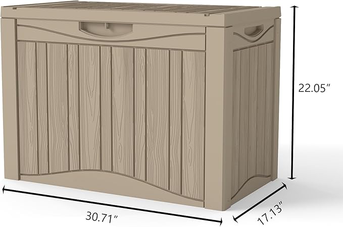 50 Gallon Lockable Resin Deck Box, Waterproof & UV-Resistant Outdoor Storage Box for Outdoor Cushion Storage, Garden Tools & Pool Accessories Storage, Gray-VerdiqueGarden