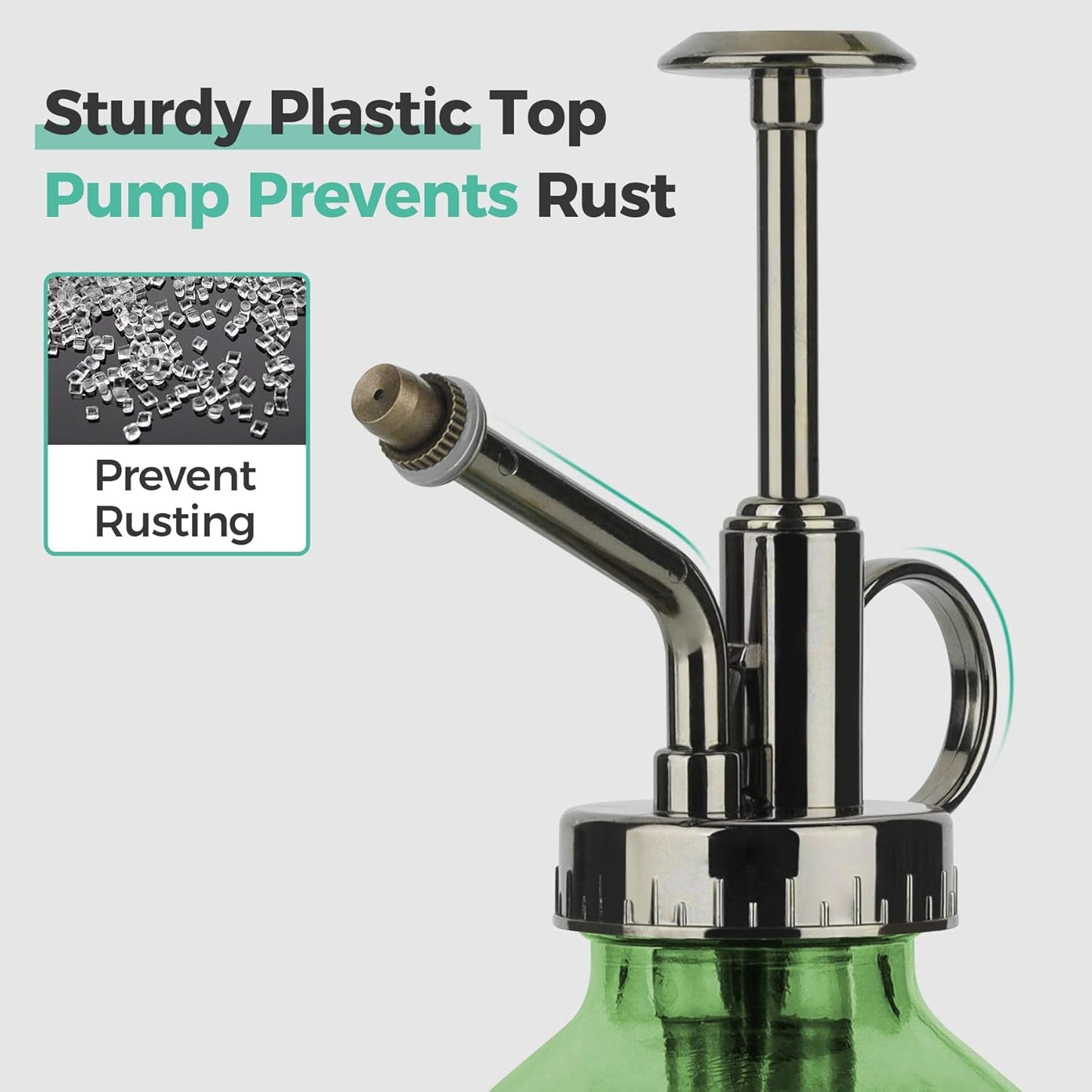 T4U Glass Plant Mister 200ML, Vintage Spray Bottle with Top Pump, Fine Mist Garden Flower Sprayer Small Decorative Spritzer Watering Can Gift for Indoor Outdoor Succulent House Plant (Green)-VerdiqueGarden