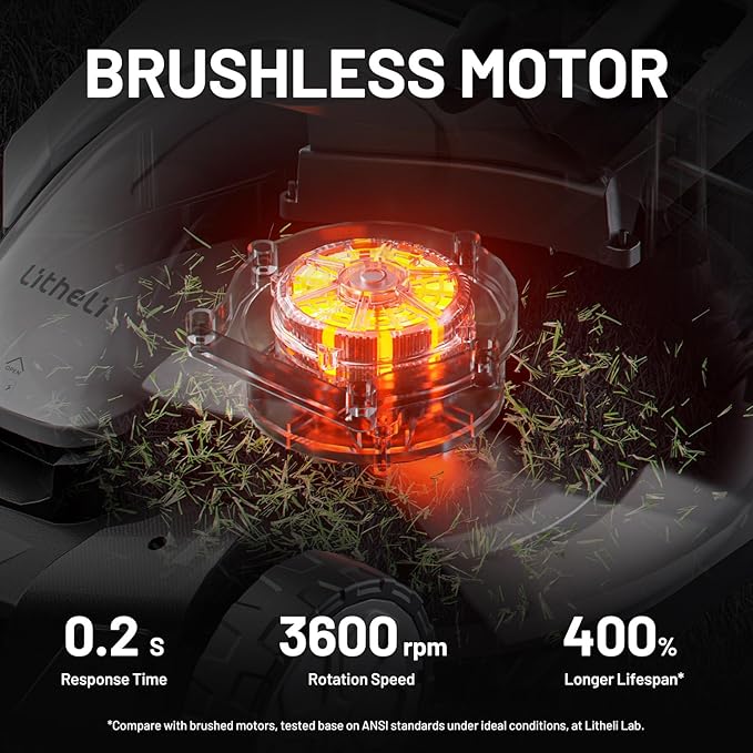 Litheli 18-inch 40V Brushless Lawn Mower for Garden Yards, Lightweight Cordless Lawn Mower Battery Powered with 6-Position Height Adjustment, 2x4.0Ah Battery Include-VerdiqueGarden