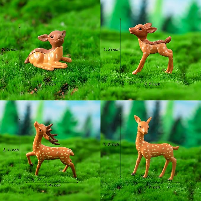 Exasinine 12 Pcs Mothers Love Deer Figurines Forest Animal Figurines Woodland Animals Creatures Figurines Miniature Deer for Crafts Fairy Garden Supplies Cake Toppers-VerdiqueGarden