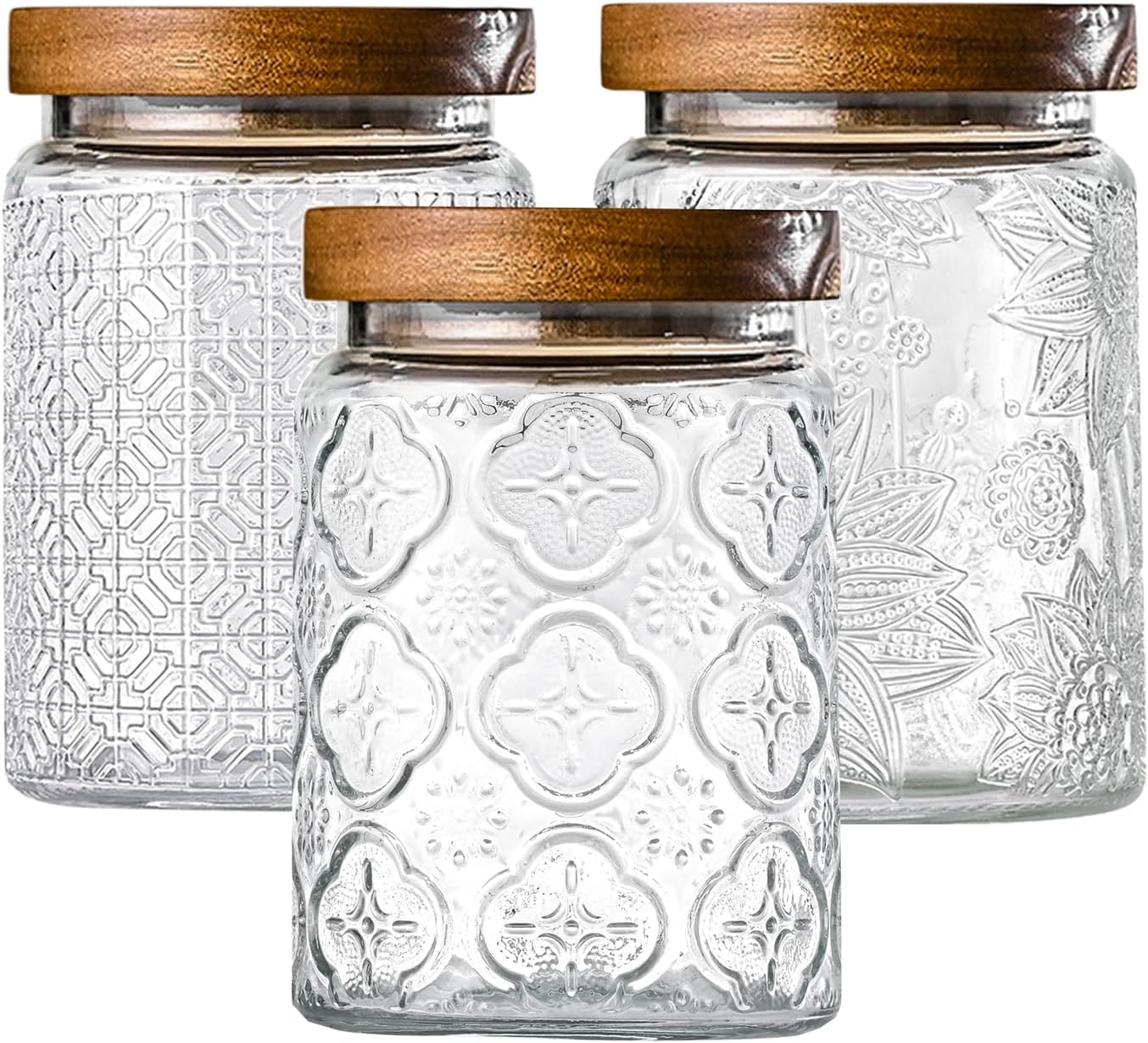 3-Pack 24oz Glass Jar With Airtight Lid,Kitchen Canisters For Countertop,Coffee Sugar Container Set,Pantry Glass Storage Containers For Flour,Candy,Loose Tea,Snack, mason jars-VerdiqueGarden