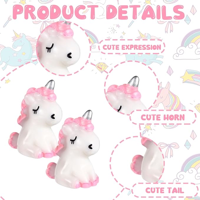 Barydat 120 Pcs Micro Unicorn Miniature Figurines Garden Moss Landscape Mini Resin Animals Unicorn Cake Topper DIY Terrarium Crafts Ornament Accessories for Home Dollhouse Decoration, 4 Colors-VerdiqueGarden