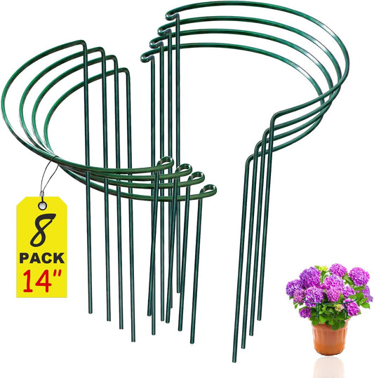 8 Pack Snake Plant Support Stakes - Rust-Proof Half Round Peony Stakes and Supports - Ideal for Hydrangeas, Dahlias, and More - Indoor and Outdoor Potted Plant Support and Stakes-VerdiqueGarden