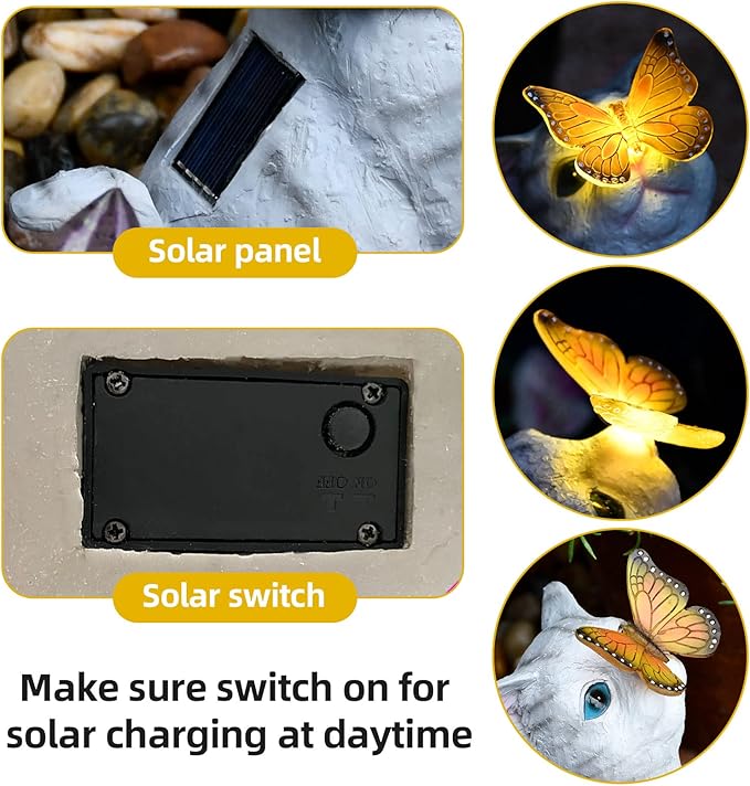 Cat Garden Figurines Outdoor Decor Solar Statue with LED Lights for Patio Lawn Yard Art Decoration Housewarming Garden Gift-VerdiqueGarden