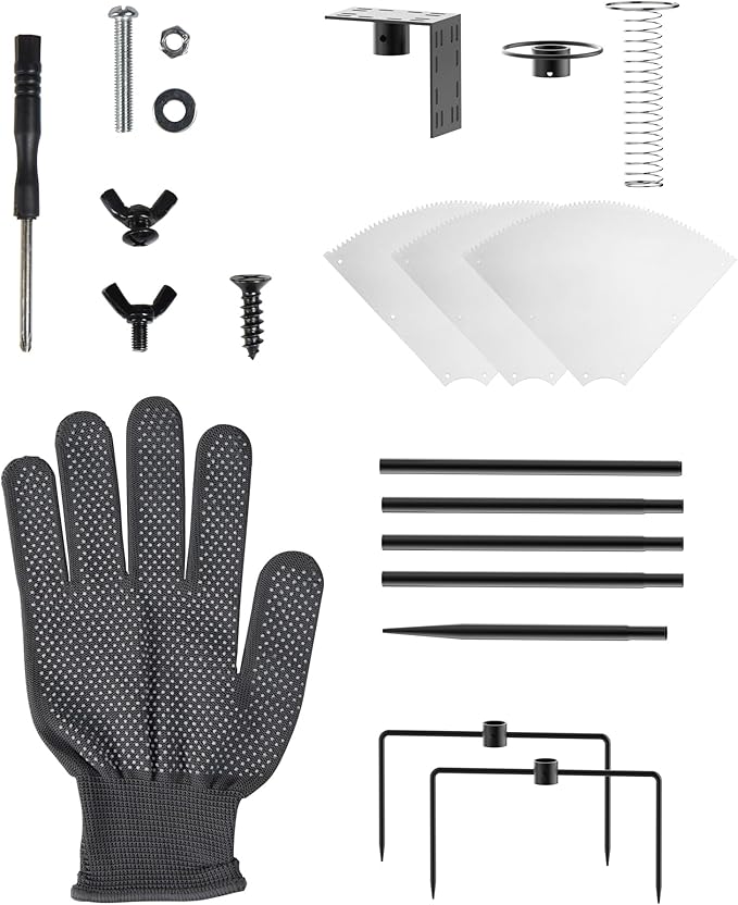 Bird Feeder Pole with Squirrel Baffle - 90 Inch Bird House Pole for Outdoors Heavy Duty, Squirrel Proof Baffle with Stainless Steel Spring for Better Defense, Slip-Fit Connection-VerdiqueGarden