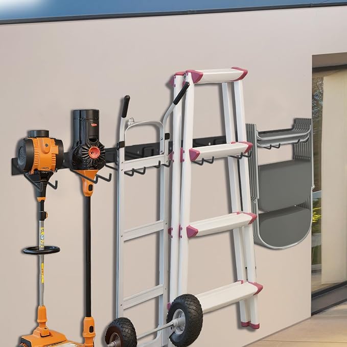 Garage Tool Organizer Wall Mount, 2Pack Folding Chair Storage Rack, Heavy Duty Garden Tool Holder for Hanging Shovel Rake Broom Ladder-VerdiqueGarden