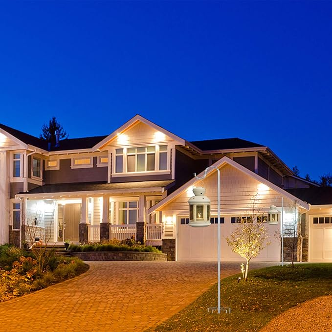 Shepherds Hook for Outdoor, 46 Inch Tall & 5/8 Inch Diameter Stainless Steel Heavy Duty Poles to Hang Outdoor Lights with 5 Prongs Base, Suitable for Bird Feeders or Wedding Decors(1pack)-VerdiqueGarden