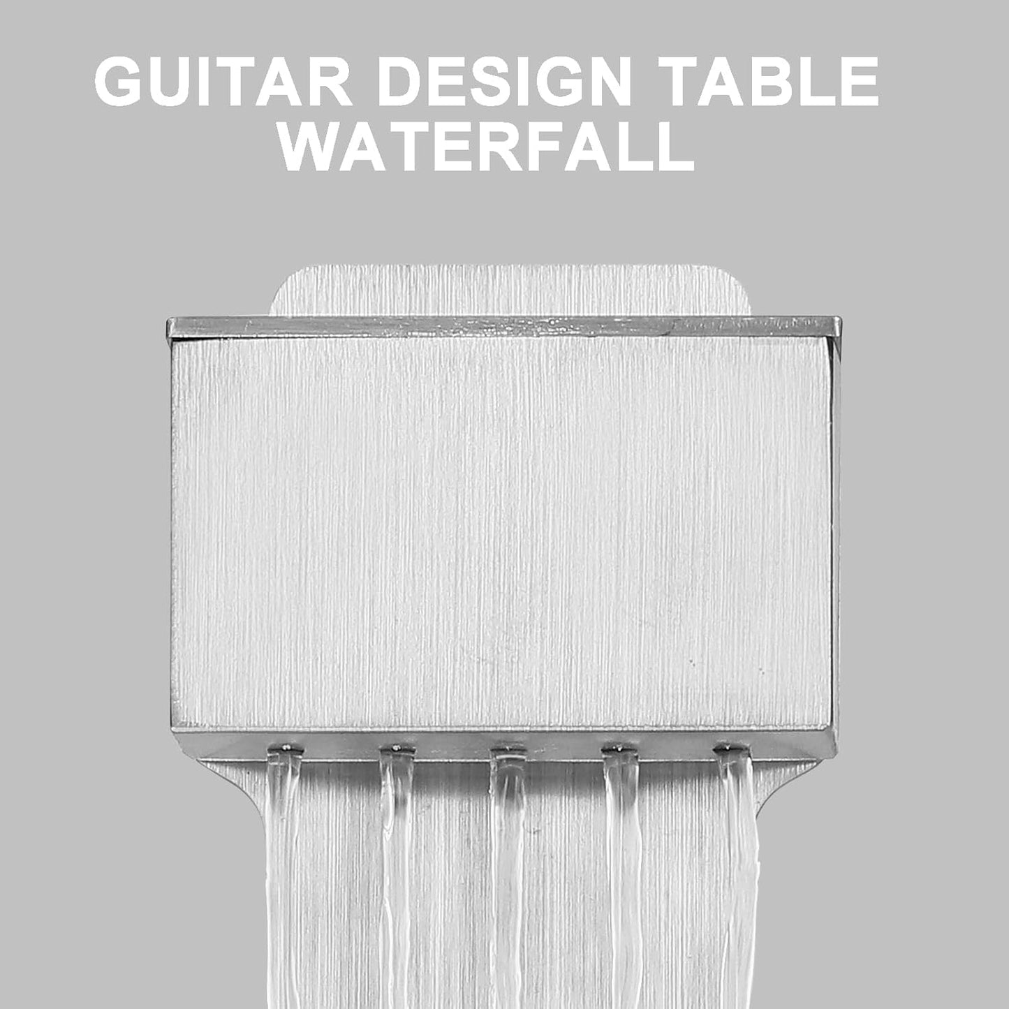 Indoor Tabletop Fountain with 3-Color LED Lights, 304 Stainless Steel Guitar-Shaped Desktop Meditation Waterfall for Home & Office Décor, Relaxing Water Feature Air-Purifying Gift-VerdiqueGarden