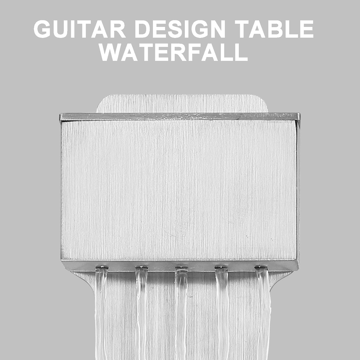 Indoor Tabletop Fountain with 3-Color LED Lights, 304 Stainless Steel Guitar-Shaped Desktop Meditation Waterfall for Home & Office Décor, Relaxing Water Feature Air-Purifying Gift-VerdiqueGarden