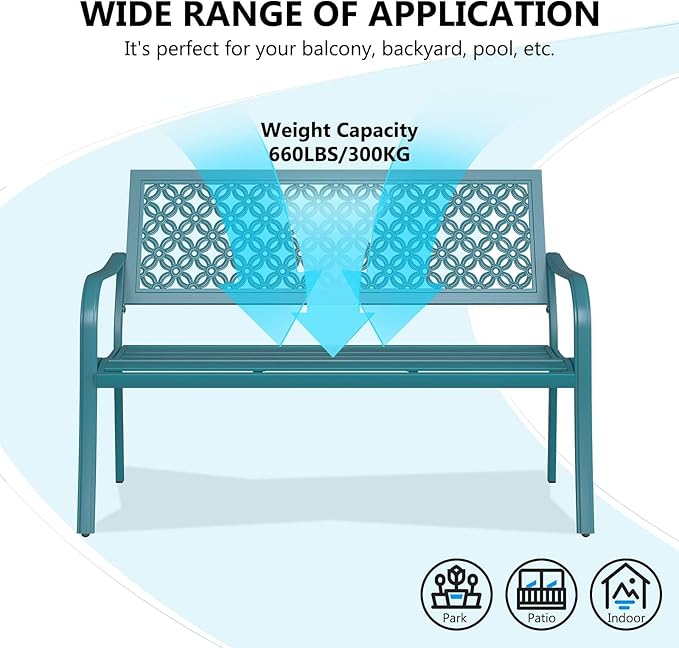 Grand patio 50" Outdoor Bench Garden Bench with Armrests Bench for Outdoors Lawn Yard Porch Lake Shore-VerdiqueGarden