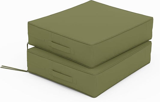 Patio Chair Cushions 18.5 X 16 X 4 Inch Waterproof Outdoor Seat Cushions for Patio Furniture, Outdoor Sofa Couch Pads with Ties & Handle, Set of 2, Light Green-VerdiqueGarden