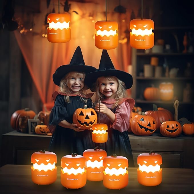 EverBrite 3-Pack Halloween Pumpkin Lantern & 3-Pack Halloween Hanging Ghost Lights-VerdiqueGarden