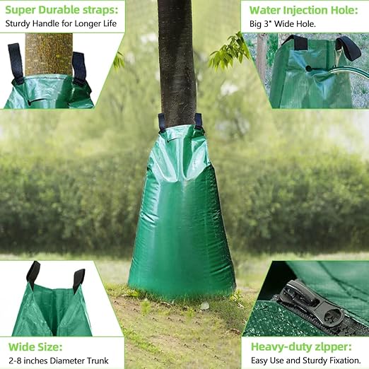 1 Pack Tree Watering Bag, 20 Gallon Slow Release Watering Bag for Trees, Premium PVC Shrub Watering Bag with Heavy Duty Zipper, Sturdy Reusable Drip Irrigation Bag-VerdiqueGarden