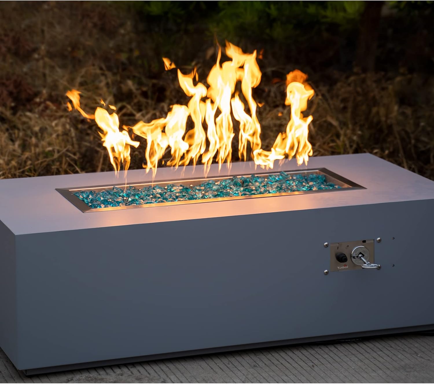 Stanbroil 30 x 10 Inch Upgrade Rectangle Fire Pit Pan with Jet Burner,304 Stainless Steel Natural & Propane Gas Firepits for Outside,High Flame,125,000 BTU Max-VerdiqueGarden