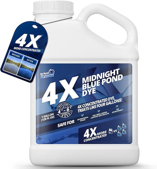 1 Gallon Midnight Blue Pond Dye, 4X Concentrate Pond Dye Blue, Dark Natural Looking Aquashade for Beautiful Lake Water, Long-Lasting Colorant, Protects Against Sunlight - Ideal for Fish & Wildlife-VerdiqueGarden