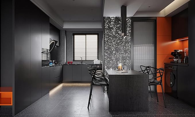 Dimoon 78.7''x23.6'' Black Skin Peel and Stick Wallpaper Contact Paper Modern Self Adhesive Wall Paper Removable Renter Friendly Textured Solid Color Cabinet Vinyl Roll (78.7''x23.6'',Black Skin)-VerdiqueGarden