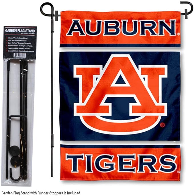 College Flags & Banners Co. Auburn Garden Flag with Stand Holder-VerdiqueGarden