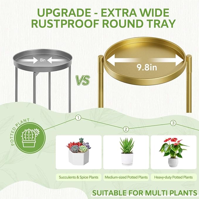 iDavosic.ly 6 Tier Large Plant Stand Indoor, 10 Inch Wide Tall Corner Metal Plant Stands Outdoor for Multiple Plants, Folding Tiered Flower Display Holder Rack Shelf, Gold-VerdiqueGarden