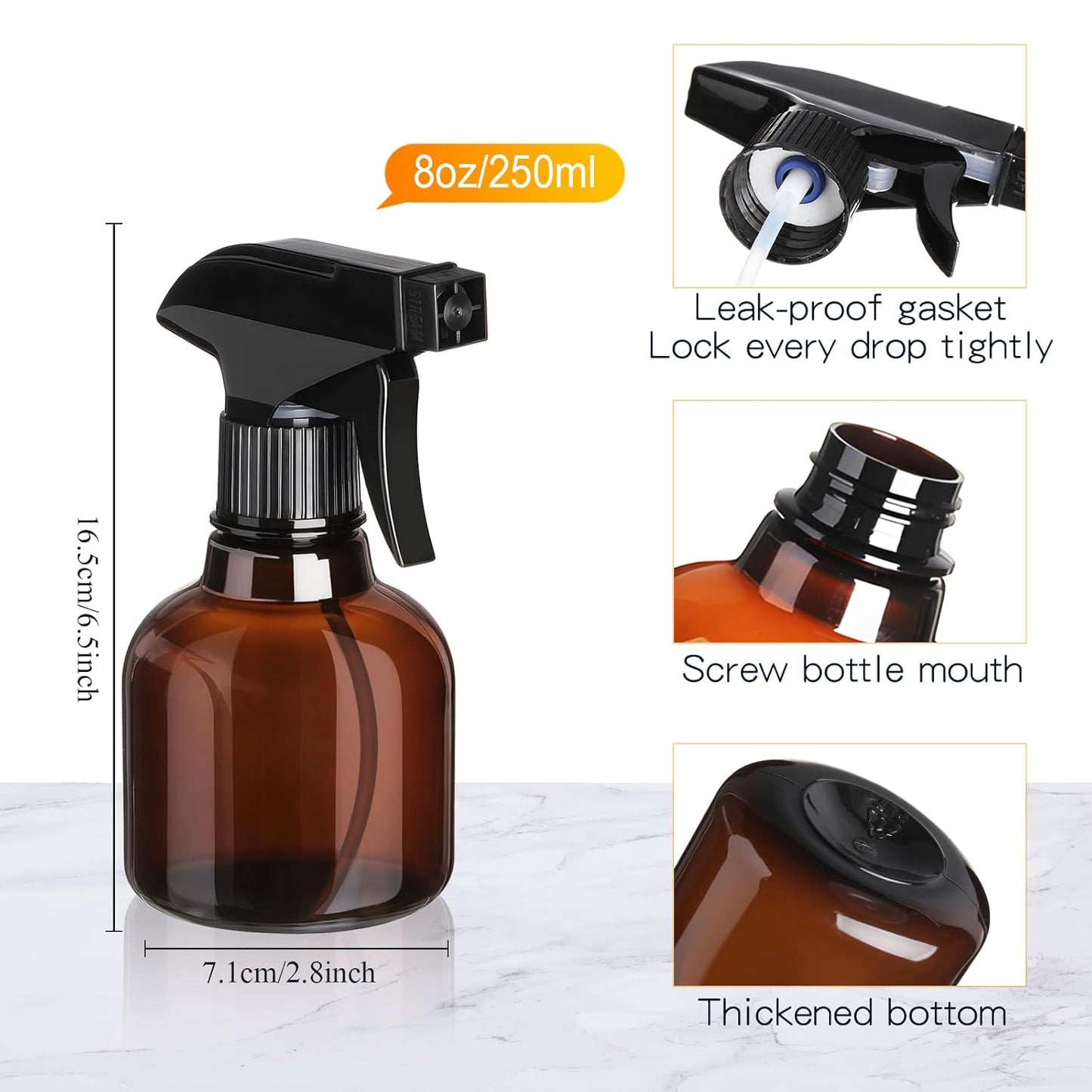 Jinei 24 Pcs 8 oz Empty Plastic Spray Bottle with Trigger Sprayers Pet Adjustable Head from Fine to Stream Refillable for Hair Plants Cooking Pets, No Leakage(Black)-VerdiqueGarden