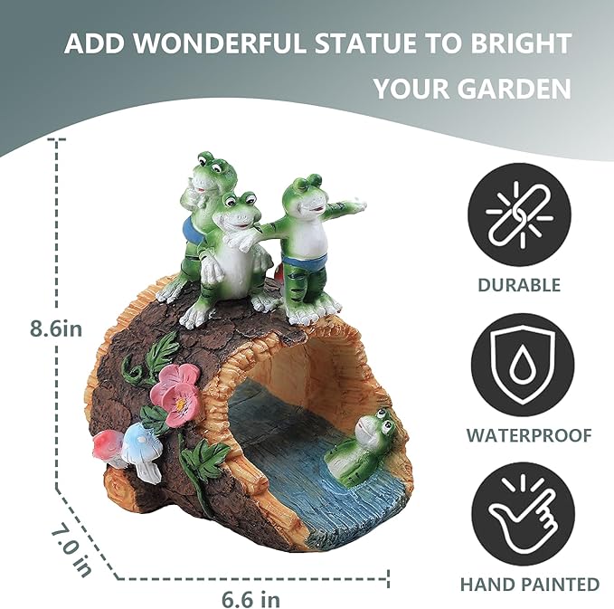 Elenon Playful Frog Decorative Gutter Downspout Extension Statue, Animal Gutter Guardian Rain Downspout Extender, Garden Splash Block Outdoor Sculpture for 3" × 4" Down Spouts Decor-VerdiqueGarden