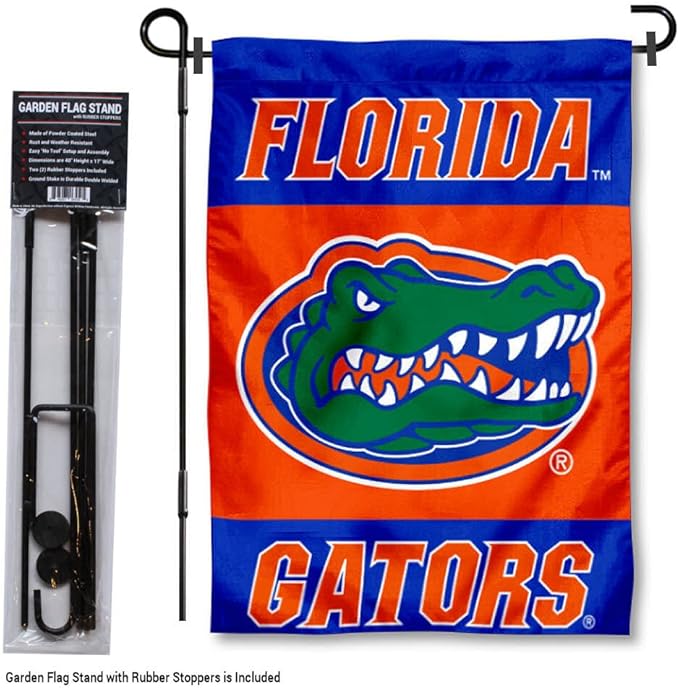 College Flags & Banners Co. Florida Gators Garden Flag with Stand Holder-VerdiqueGarden