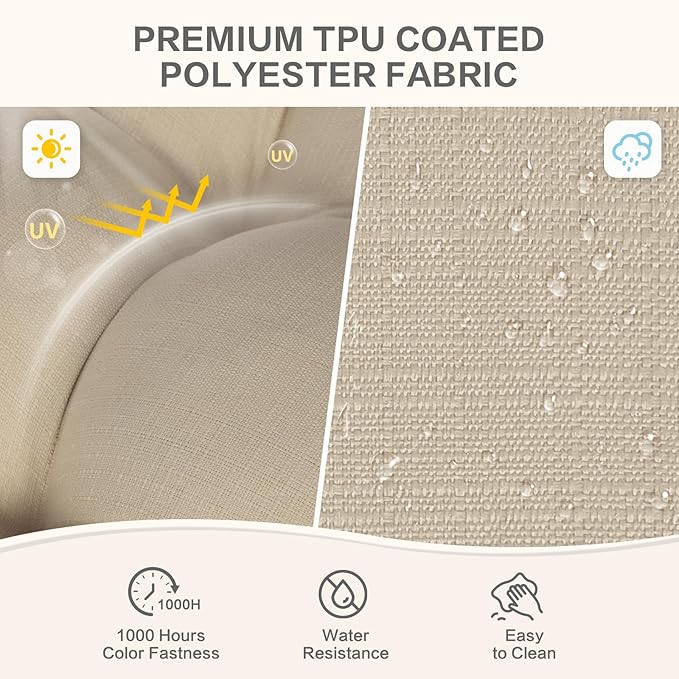 Aoodor 19" x 19" x 5" Tufted Outdoor Chair Cushions, Water Resistant & Fade Resistant Polyester Dining Chair Pads with 2 Straps for Patio Furniture, Set of 2-VerdiqueGarden