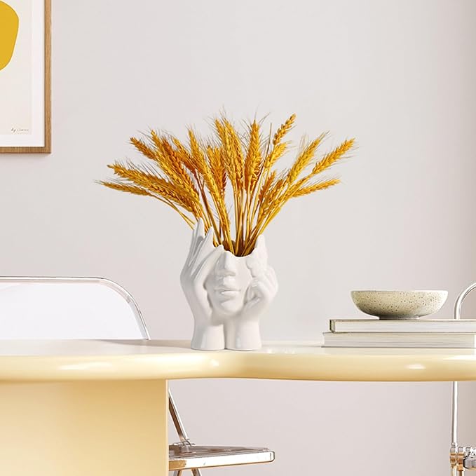 BrownLove Ceramic Face Vase White Flower for Decor Female Form Art Vase Modern Decorative Centerpiece for Table Shelf Living Room Office Bedroom-VerdiqueGarden