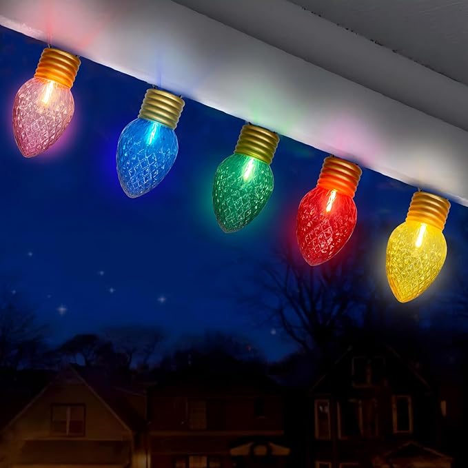 Jumbo Multicolor Christmas String Lights,16FT Jumbo Christmas Hanging Lights with 10 5'' LED C9 Large Strawberry Multicolor Bulbs, Hanging Christmas Decorations Lights for Home Tree Roof Yard Garden-VerdiqueGarden