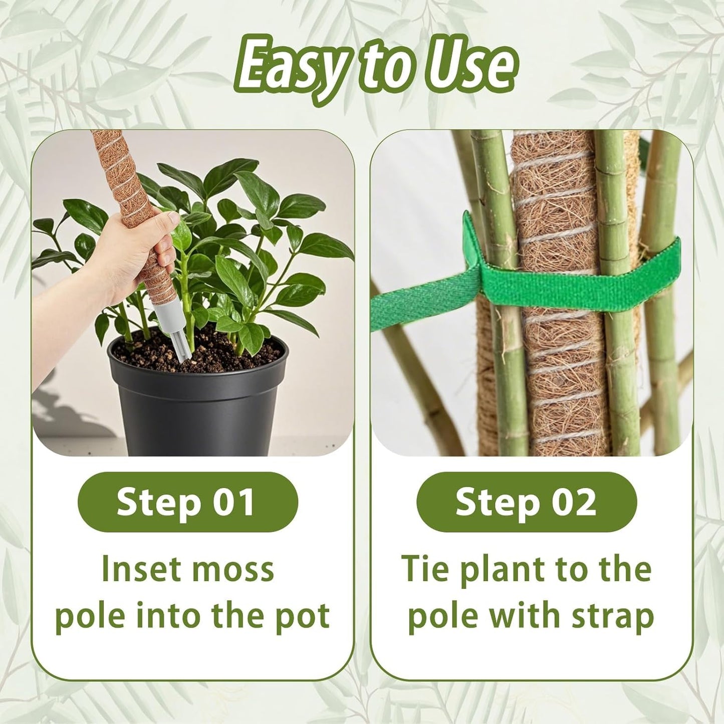 3 Pack Moss Pole, 28" 48" 63" Monstera Plant Support for Climbing Indoor Plants, Bendable Coco Coir Plant Support Stakes for Potted Plants, Pothos, Philodendron-VerdiqueGarden