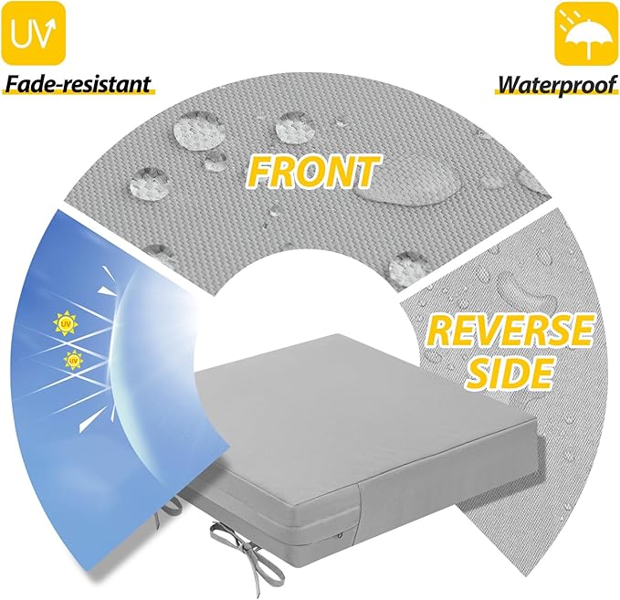 AAAAAcessories Outdoor Seat Cushions for Chairs, Waterproof, Fade-Resistant Patio Furniture Replacement Cushions, 21" x 21" x 4", Set of 2, Gray-VerdiqueGarden