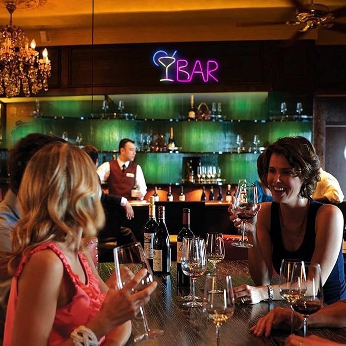 iKefe Neon LED Signs Bar Letter Light Up Beer with Remote/Blue Cocktail Glass Pink LED, USB & Battery Operated Bar Light for Home Bar, Business, Pub, Bistro, Halloween Party, Wall Art Decorations-VerdiqueGarden