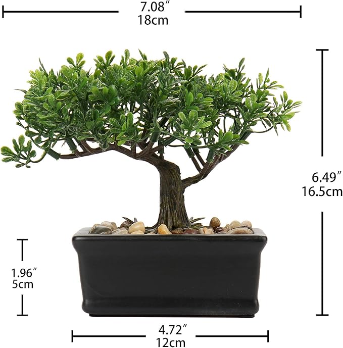 Artificial Bonsai Tree Juniper Faux Plants Indoor Small Fake Plants Decor with Ceramic Pots for Home Table Office Desk Bathroom Shelf Bedroom Living Room Farmhouse Decorations-VerdiqueGarden