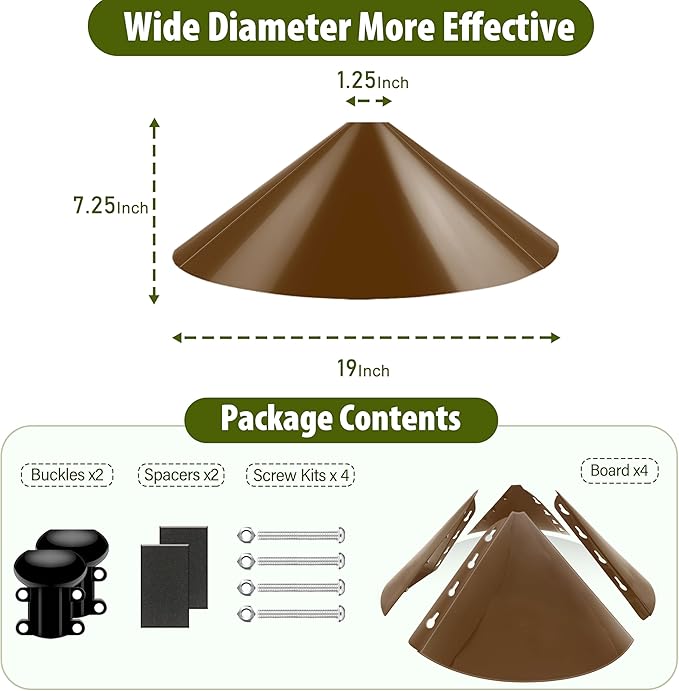 Squirrel Baffle for Bird Feeder Pole, 19-Inch Outdoor Bird Feeder Guard, Squirrel-Proof Birdhouse Baffles, Shepherd's Hook for Outside(Brown)-VerdiqueGarden