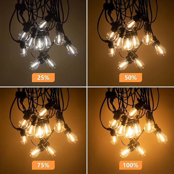 SUNTHIN Outdoor String Lights, 144ft(3 Pack 48ft) Patio Lights with LED Shatterproof Bulbs, Hanging for Outside, Garden, Backyard, Deck, Porch, Bistro, Pool, Party-VerdiqueGarden