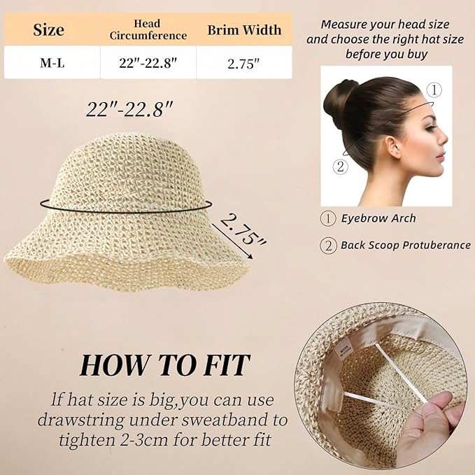 Floppy Big Beach Straw Hats for Women Foldable Summer Wide Brim Packable Sun Hat Womens Travel Straw Fedora Hat-VerdiqueGarden