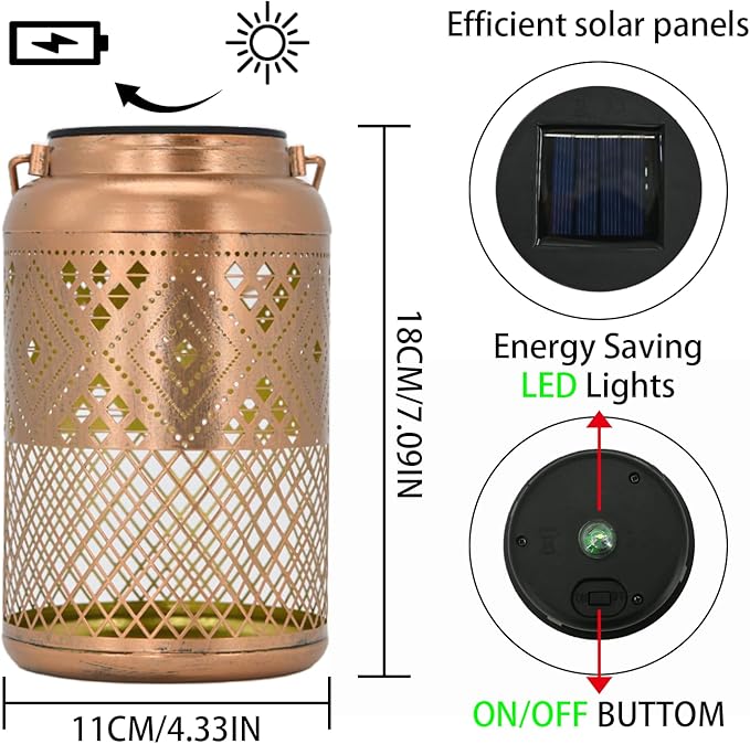 2 Pack Solar Lanterns Outdoor Waterproof - Birthday Gifts for Women, Men, Mom, Solar Lights Outdoor Hanging Garden Decor for Outside, Patio, Outdoor, Yard, Lawn, Balcony Modern-VerdiqueGarden
