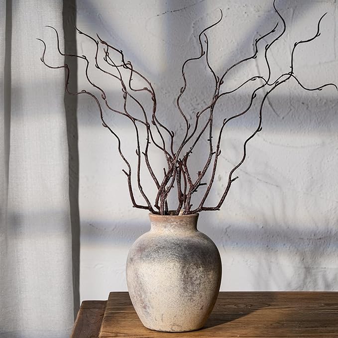 SIDUCAL Ceramic Decorative Flower Vase | 6 Inch Pottery Rustic Farmhouse | Boho | Whitewashed Terracotta Vase for Home Decor, Table, Living Room, Bathroom, Shelf, Mantel Decoration-VerdiqueGarden