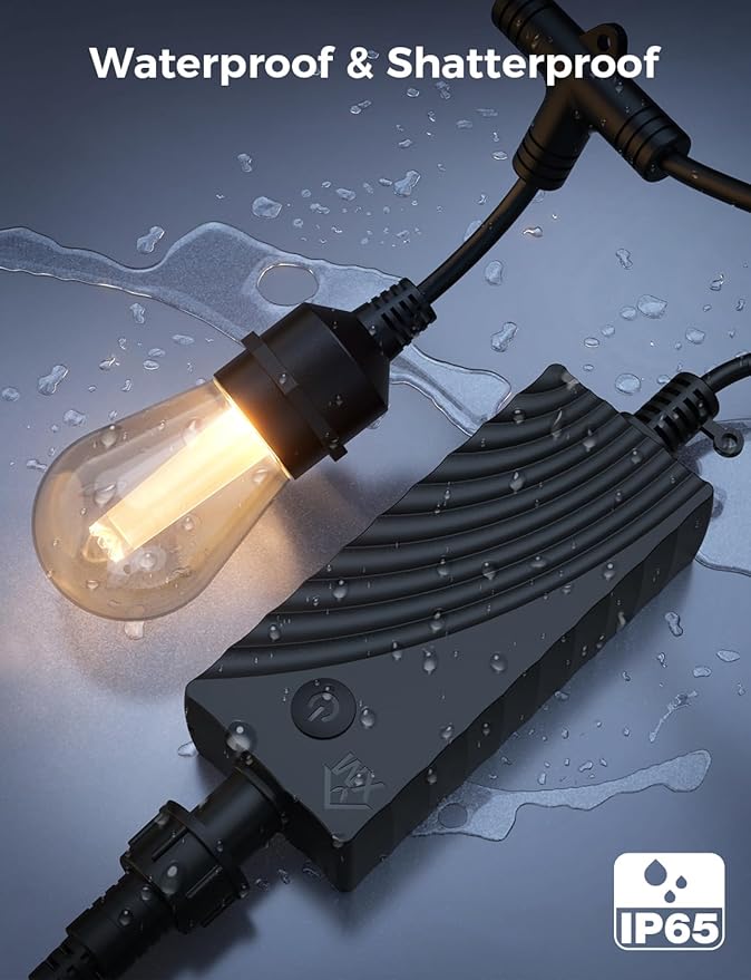 XMCOSY+ Smart Outdoor String Lights, 98Ft Patio Lights Waterproof, App Control, Compatible with Alexa, RGBCWIC Color Changing LED String Light for Outside-VerdiqueGarden