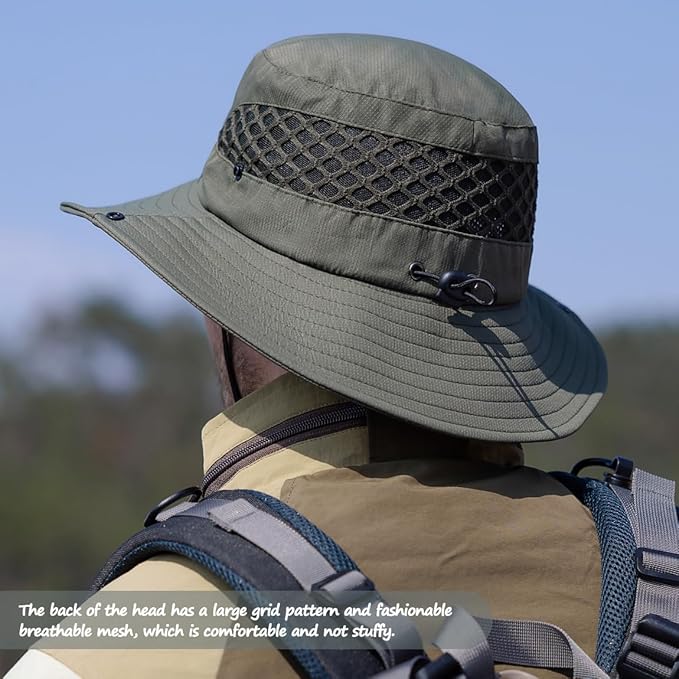 Fishing Hat, UPF50+ Wide Brim Sun Hat for Men Women, UV Protection Hiking Beach Bucket Hats Summer Safari Hat-VerdiqueGarden