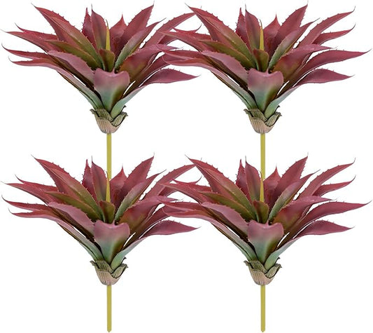 Veryhome Succulents Plants Artificial Aloe Plant, 12.5Inch Large Faux Succulents Unpotted, Premium Crafting DIY Greenery Decor for Indoor & Outdoor(4Pcs-Red)-VerdiqueGarden