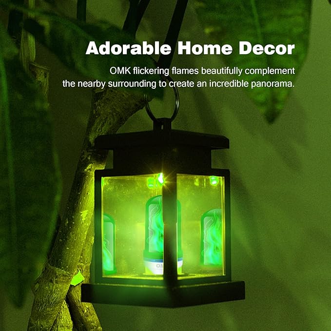 OMK Green Led Flame Light Bulb LED Christmas Decorations Fire Light Bulbs - Upgraded Halloween Bars Porch Light Bulb Flickering Fire LED Lamps for Indoor/Outdoor/Holiday Decoration Gifts-VerdiqueGarden