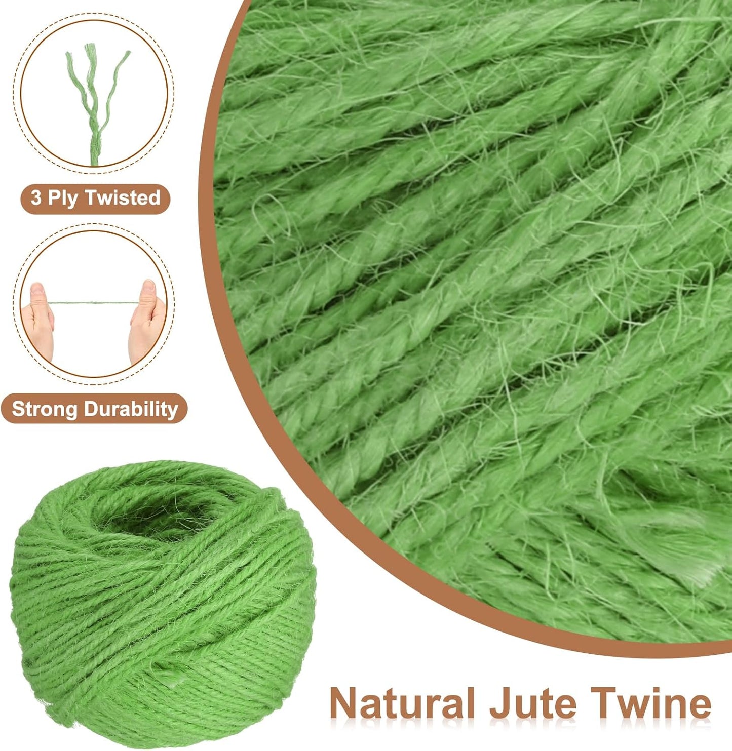 uxcell 164 Feet Natural Jute Twine String,2mm Thin Garden Twine Rope Colored Plant String Cord for DIY Art Crafts Gift Wrapping Decoration Packing Gardening Plant Hanger,Light Green-VerdiqueGarden