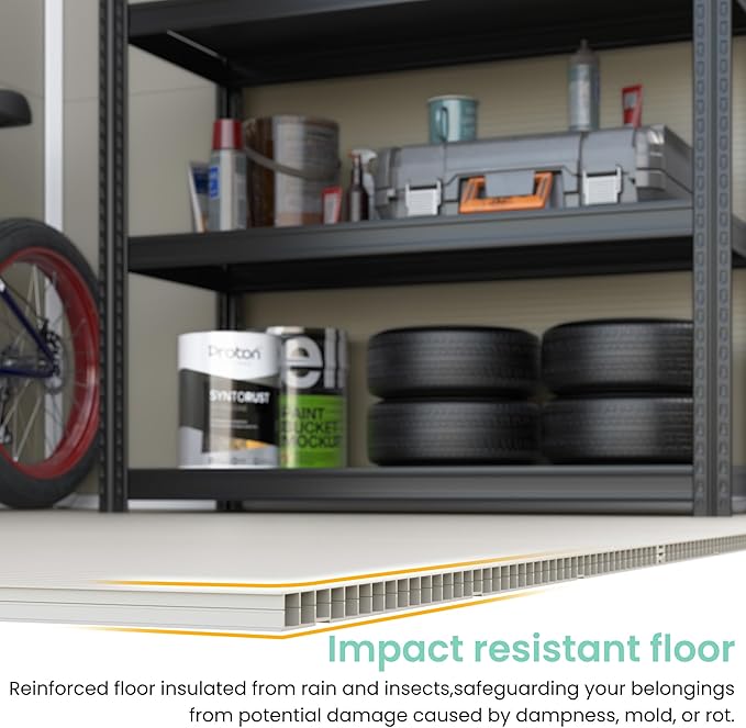 UDPATIO Outdoor Storage Shed 7.5x10.7 FT, Plastic Garden Shed for Bike, Garbage Can, Tool, Outside Sheds & Outdoor Resin Shed with Lockable Door for Backyard, Patio, Lawn, Standstone-VerdiqueGarden