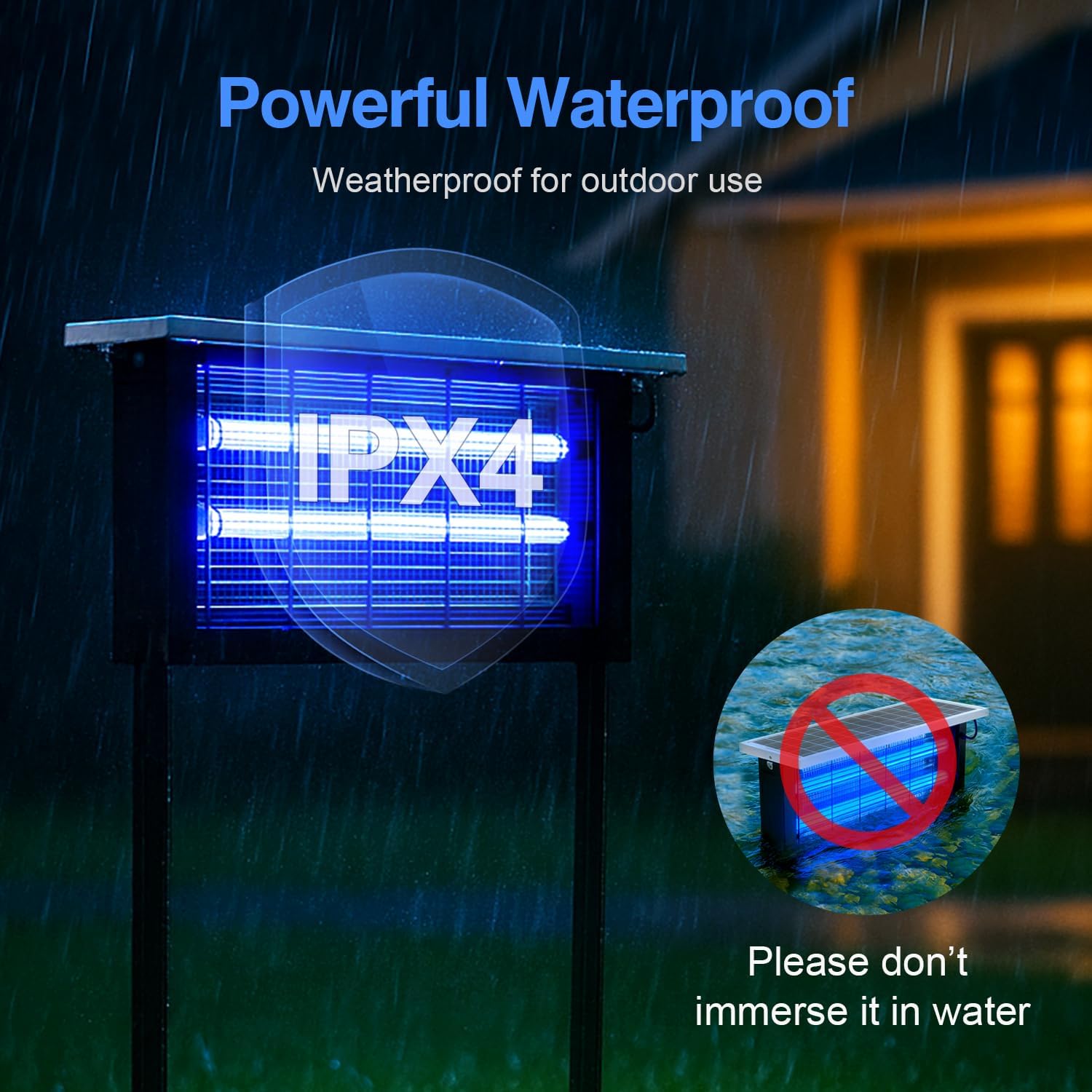 Solar Bug Zapper Outdoor, Powerful Mosquito Zapper, Electric Mosquito Killer Outdoor, Waterproof & Portable Fly Killer, Rechargeable Flying Insect Trap for Patio, Yard, Garden, Home, Camping, Black-VerdiqueGarden