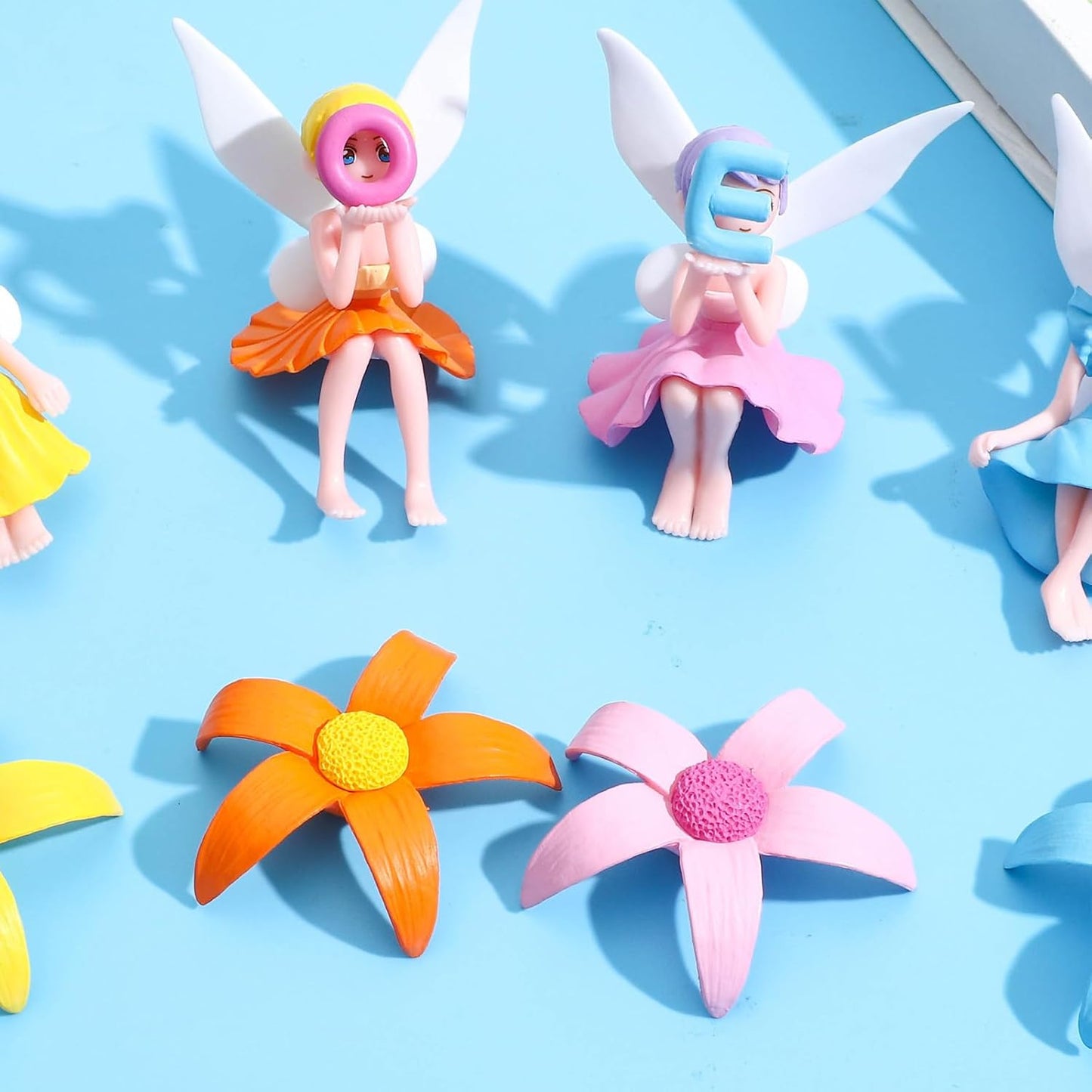 ONEST 4 Pieces Miniature Fairy Garden Accessories Small Fairy Figurines Hand Painted Fairies Figures Girl Fly Wing Figurines for Car Decor Fairies Garden Flower Pot Birthday Cake Topper-VerdiqueGarden