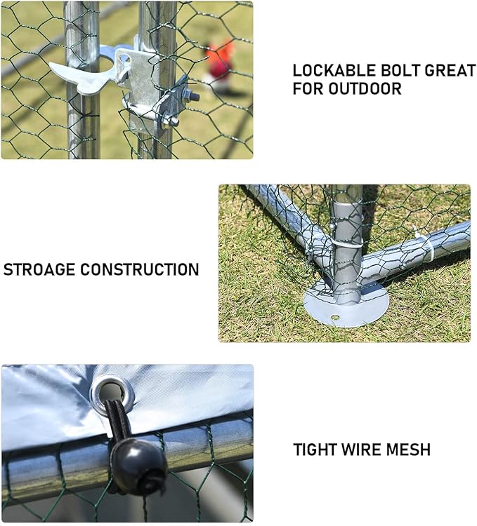 1.26’’ Large Metal Chicken Coop Walk in, Chicken Pen for Chickens, Outdoor Chicken Runs Coops Dog Kennel, Flat Roofed Chicken Runs for Yard with Anti-Ultraviolet Cover (9.2’L x6.2’W x6.4’H)-VerdiqueGarden