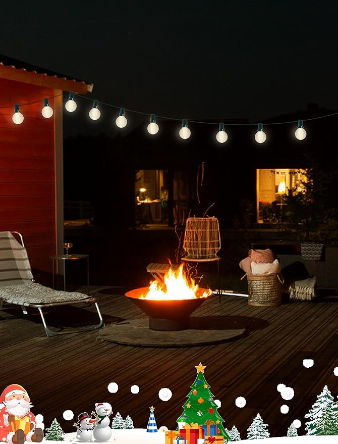 25ft Outdoor Christmas LED String Lights,G40 Frosted White Globe Lights with 27pcs Plastic Bulbs,Round Bulb Christmas Lights for Indoor/Outdoor Wedding Backyard Cafe Garden Christmas Decor-VerdiqueGarden