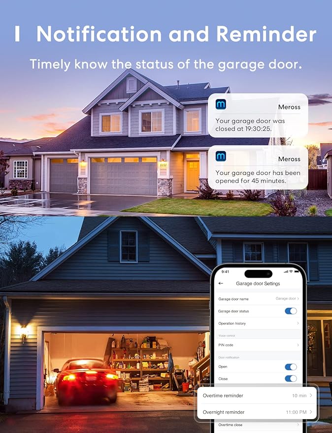 meross Smart Garage Door Opener Remote, APP Control, Compatible with Alexa and SmartThings, Multiple Notification Modes, No Hub Needed-VerdiqueGarden